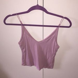 Purple spaghetti strap crop top